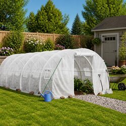 Greenhouse 48m² Steel Frame White 16x3x2m Plant Garden Protection Cover