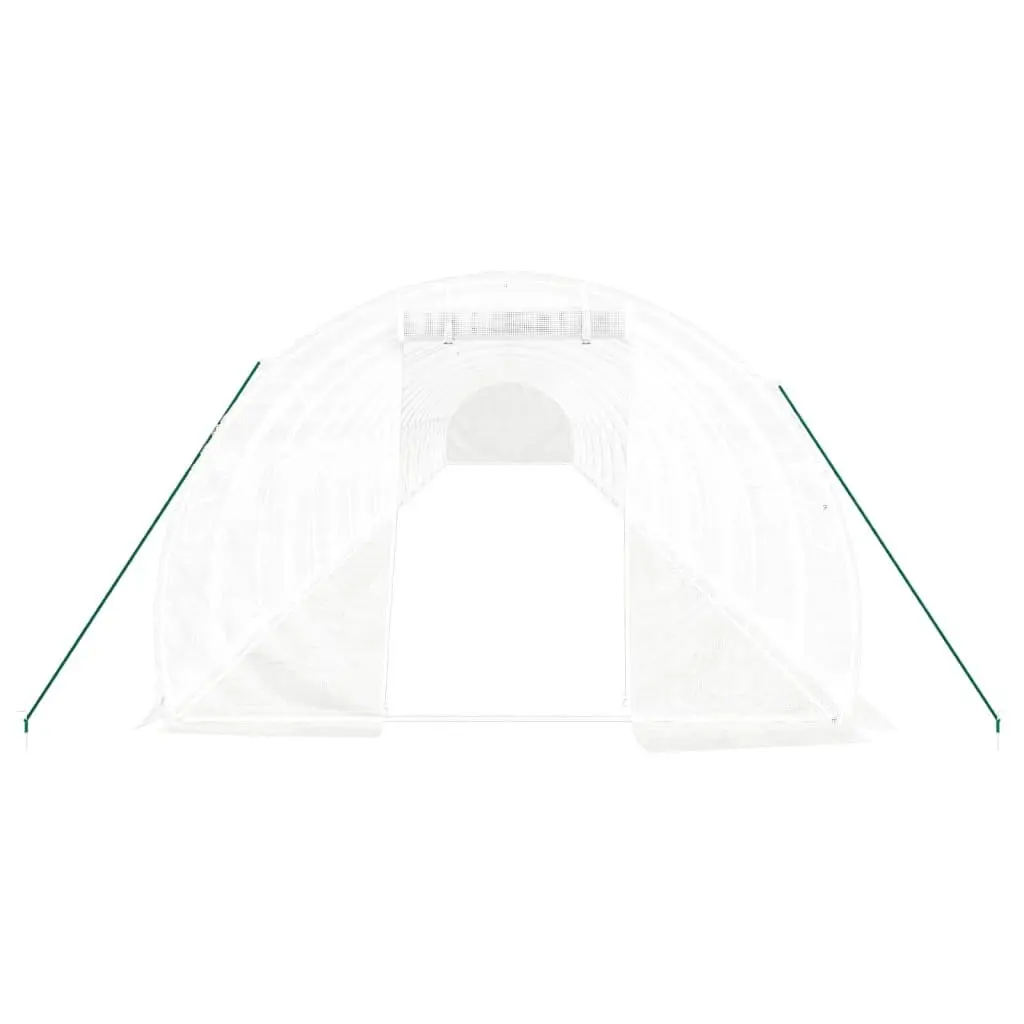 Greenhouse for Garden 22x3x2m Steel Frame White 66m² Roll-up Door Mesh Windows