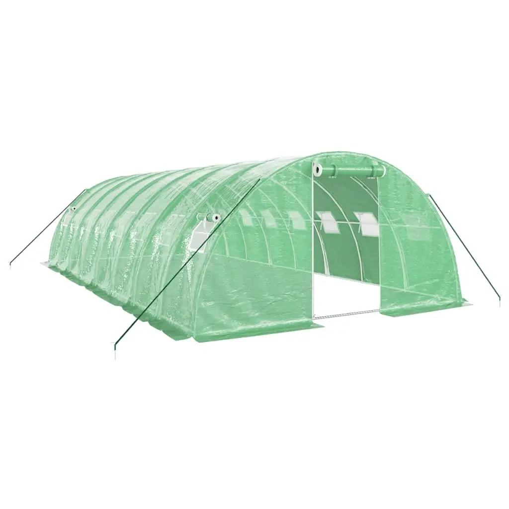 Greenhouse 32m² 8x4x2m Steel Frame PE Cover Garden Plant House Green