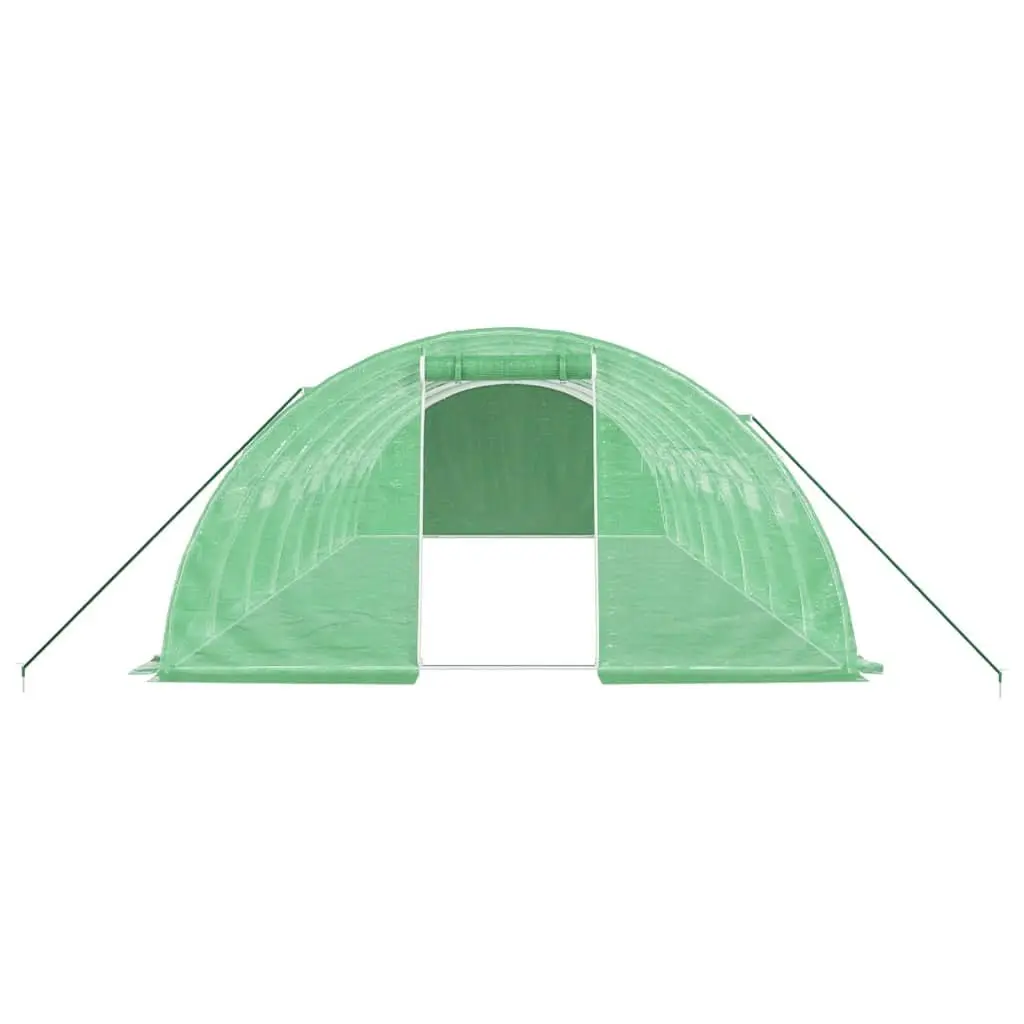 Greenhouse 32m² 8x4x2m Steel Frame PE Cover Garden Plant House Green