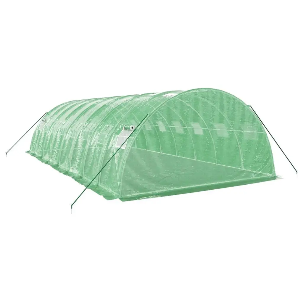 Greenhouse 32m² 8x4x2m Steel Frame PE Cover Garden Plant House Green