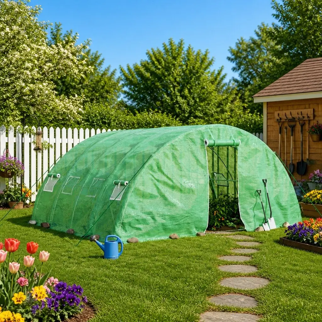 Greenhouse for Garden 5x4x2.3m Steel Frame with Roll-up Door