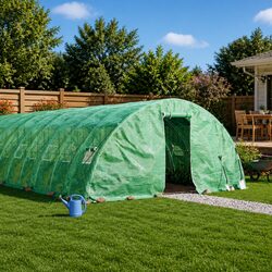 Greenhouse Specifications: 40 m², Steel Frame, Green Color