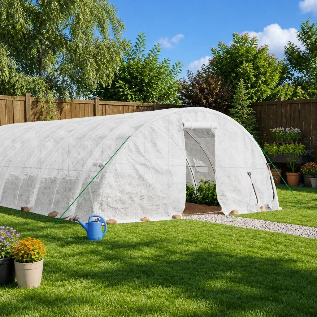 Greenhouse for Garden 8x5x2.3 m Steel Frame White 40 m² Portable Plant House