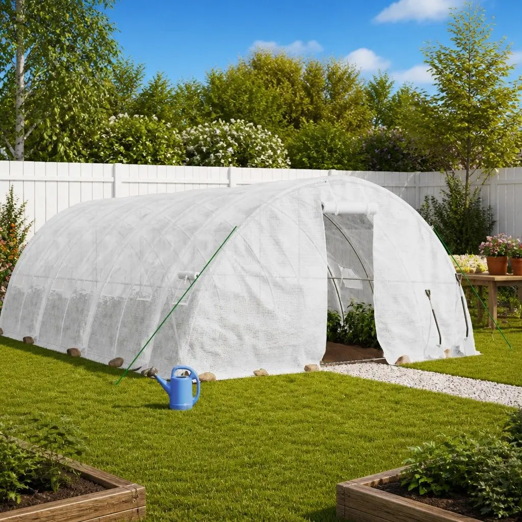 Greenhouse for Garden 10x5x2.3m Steel Frame White