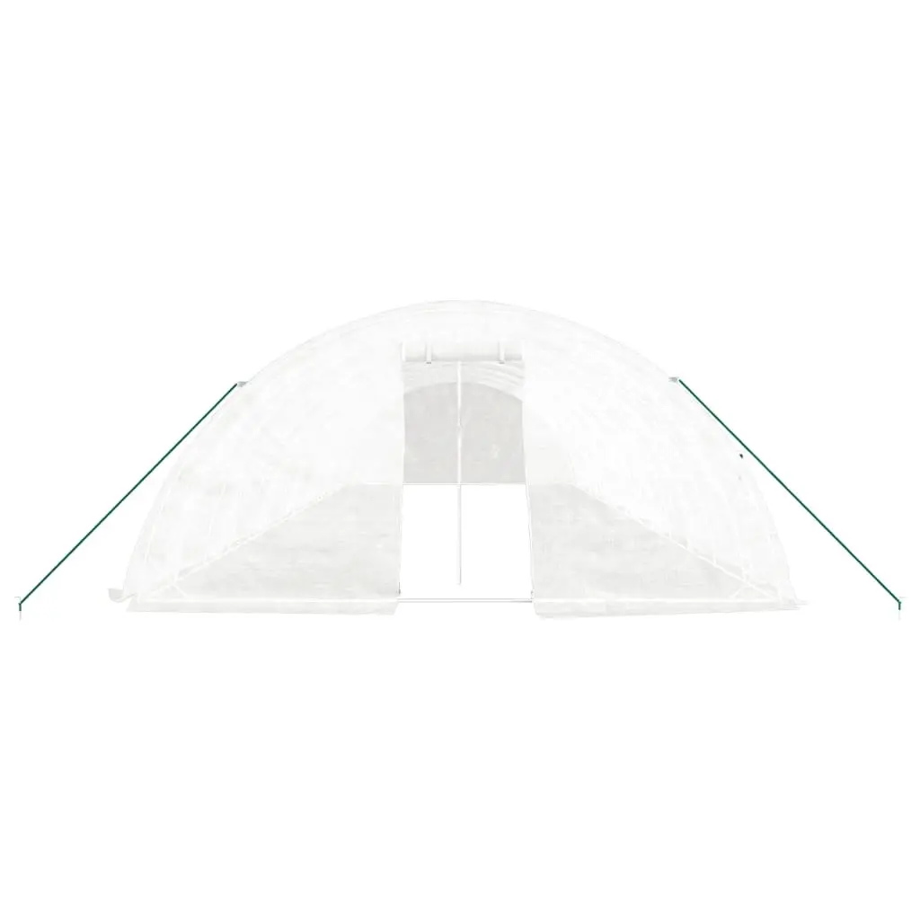 Greenhouse 70m² White Steel Frame 14x5x2.3m Garden Plant House Roll-up Door