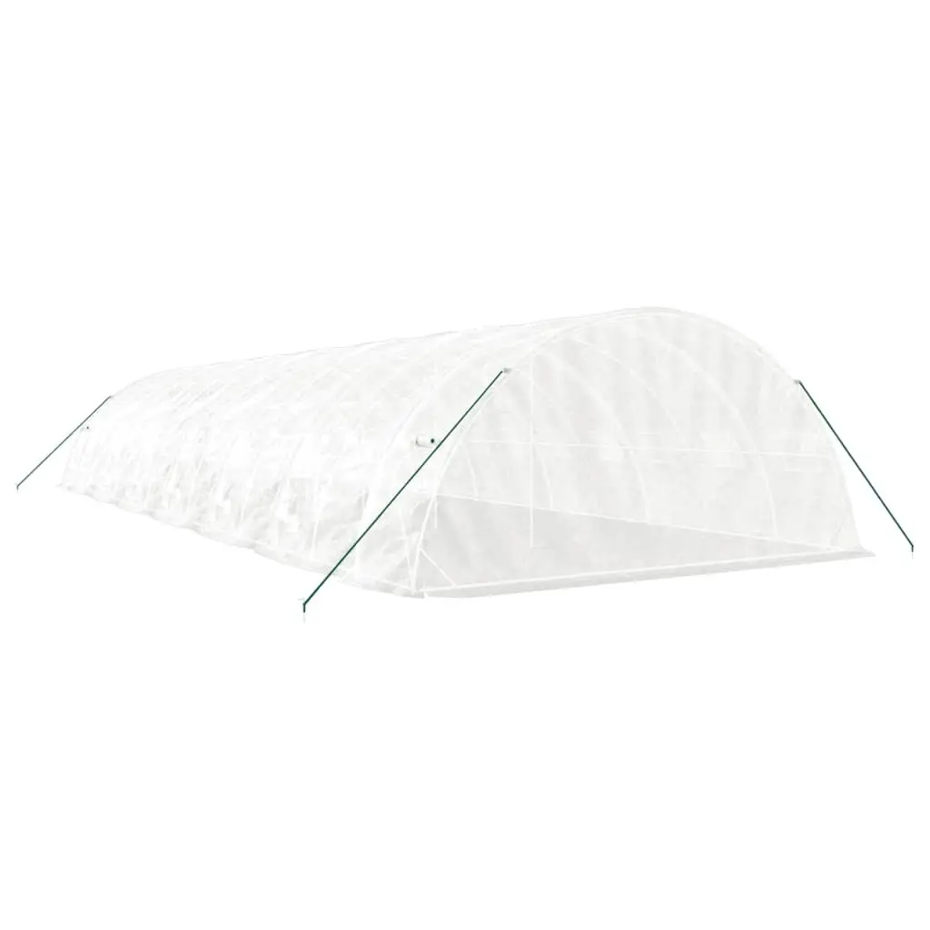 Greenhouse 70m² White Steel Frame 14x5x2.3m Garden Plant House Roll-up Door