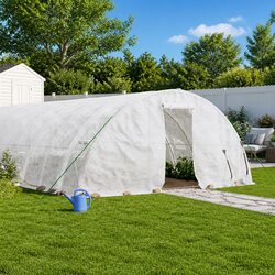 White Steel Frame Greenhouse: 110m² Area, 22x5x2.3m Size