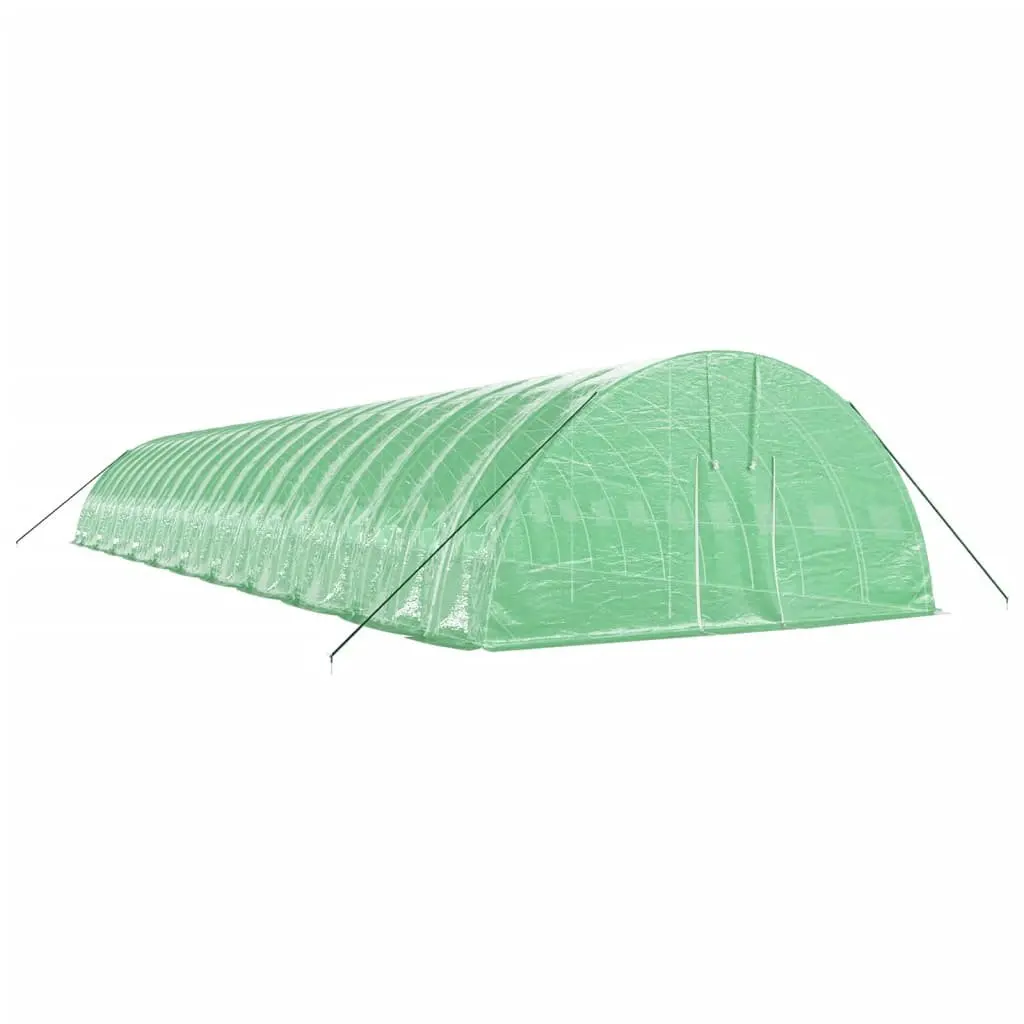 Greenhouse for Garden 22x6x2.85m Steel Frame Green PE Cover Zippered Door Roll-Up Windows