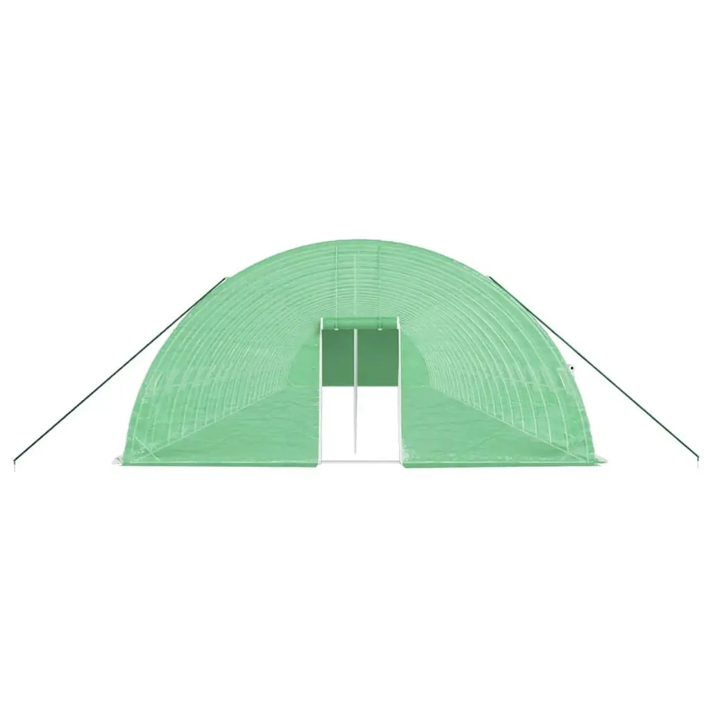Greenhouse for Garden 22x6x2.85m Steel Frame Green PE Cover Zippered Door Roll-Up Windows
