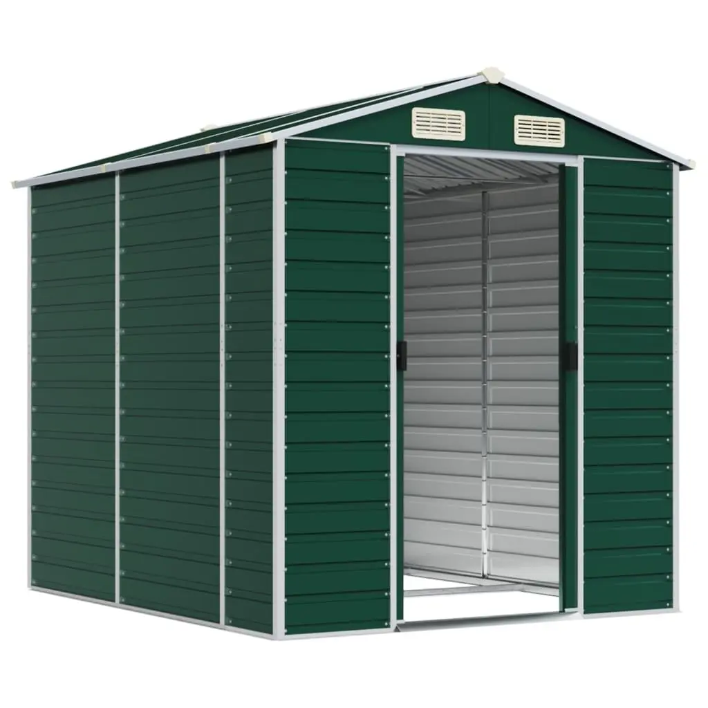 Garden Shed Green Galvanised Steel Outdoor Storage 191x215x198 cm