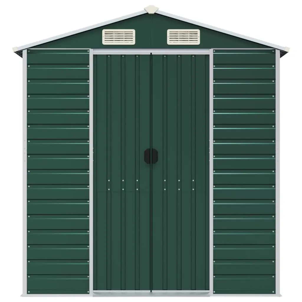 Garden Shed Green Galvanised Steel Outdoor Storage 191x215x198 cm