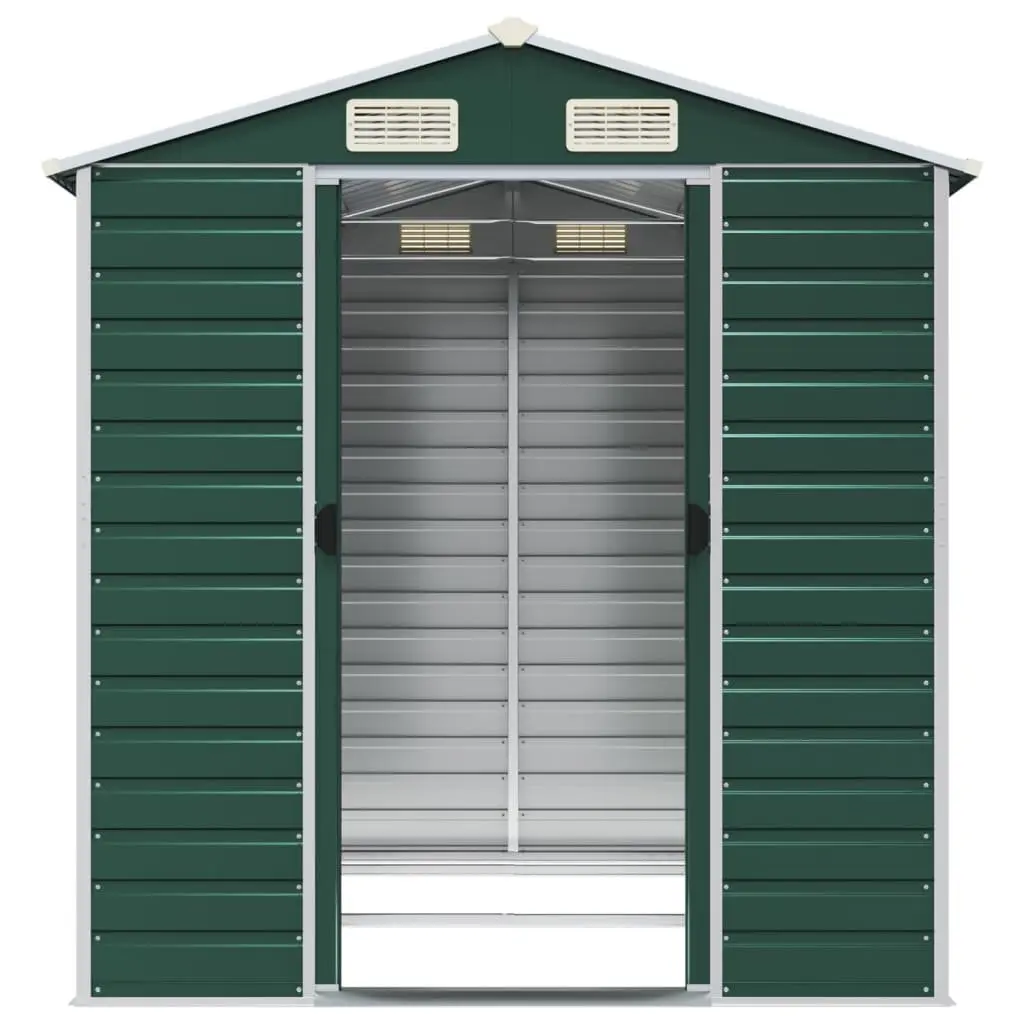 Garden Shed Green Galvanised Steel Outdoor Storage 191x215x198 cm