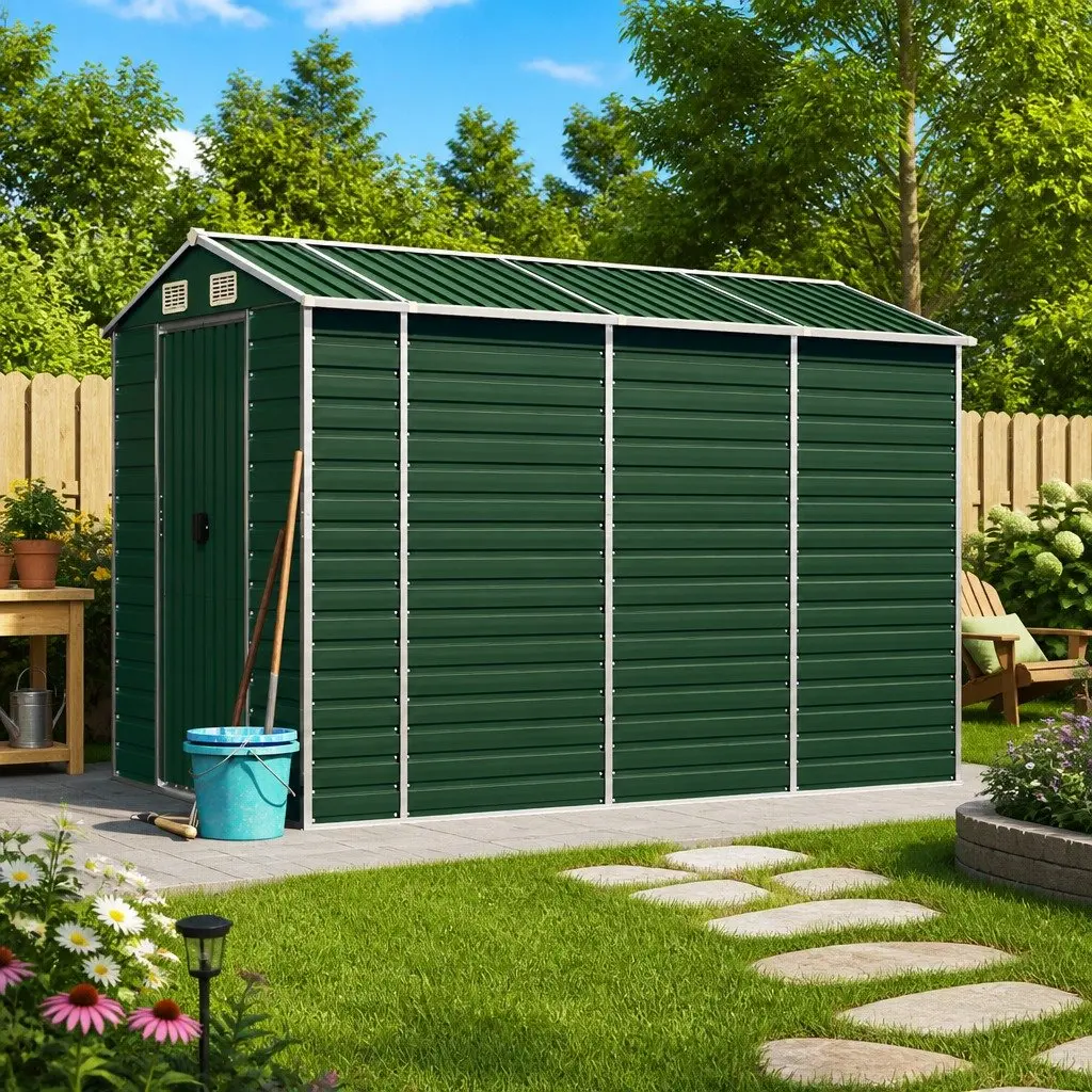 Garden Shed Green Outdoor Storage 191x300x198 cm