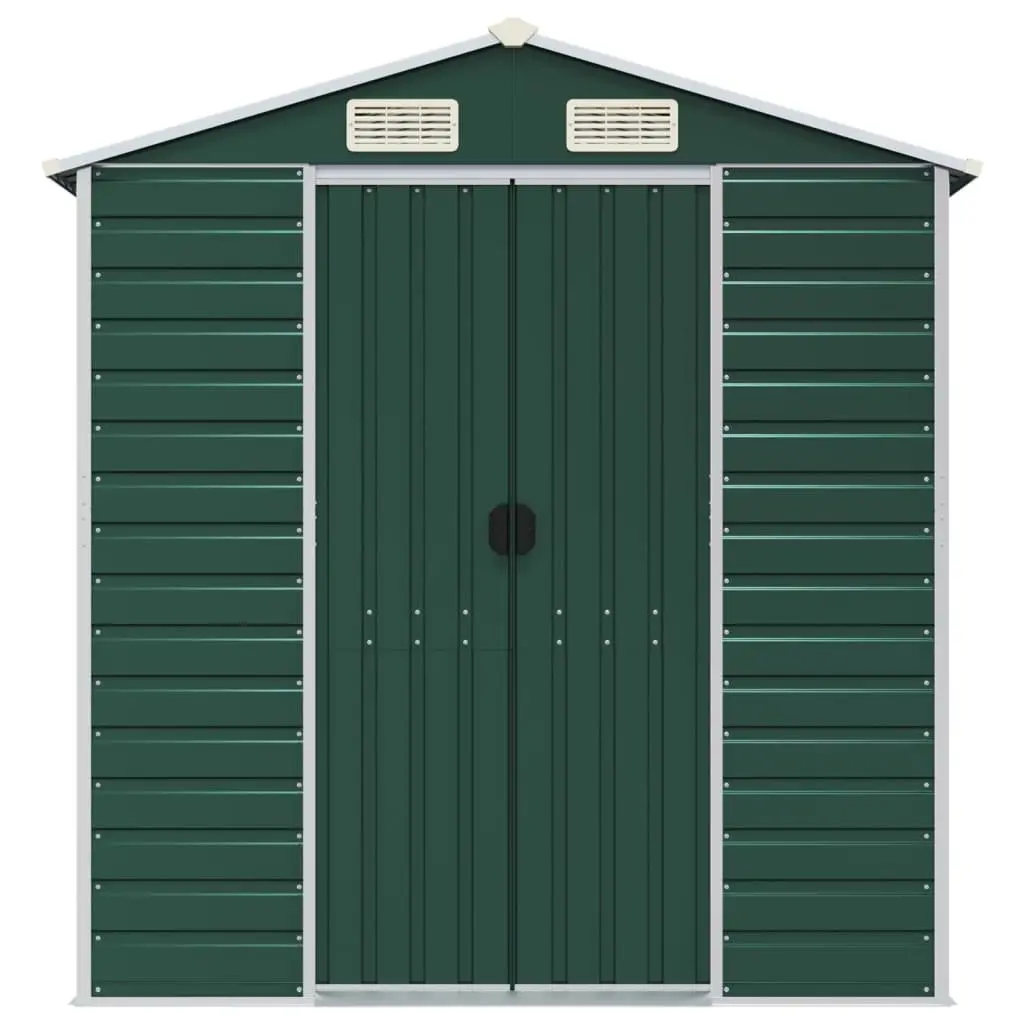 Garden Shed Green Outdoor Storage Galvanised Steel Tool House 191x385x198cm