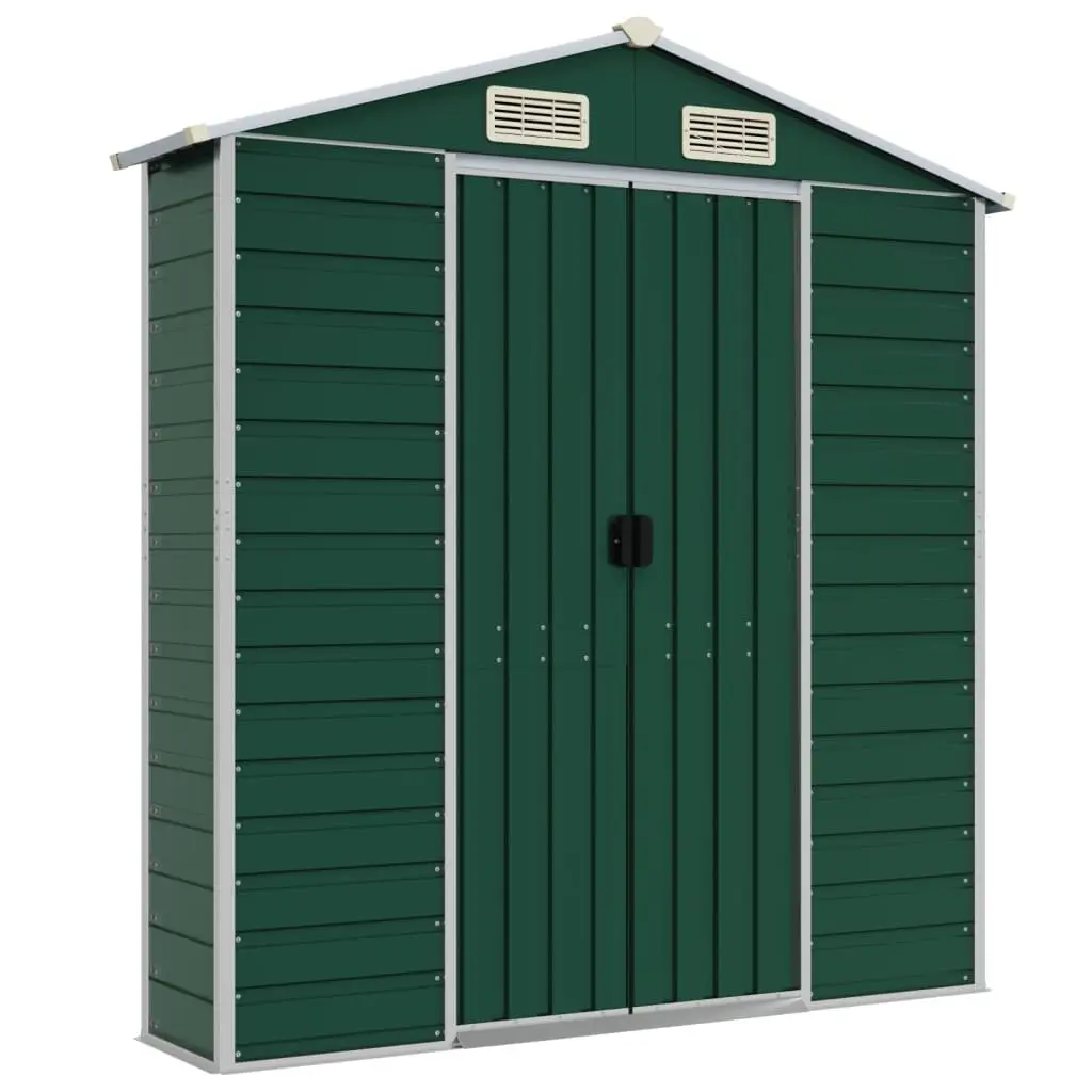 Garden Shed Green Outdoor Storage Galvanised Steel Tool House 191x385x198cm