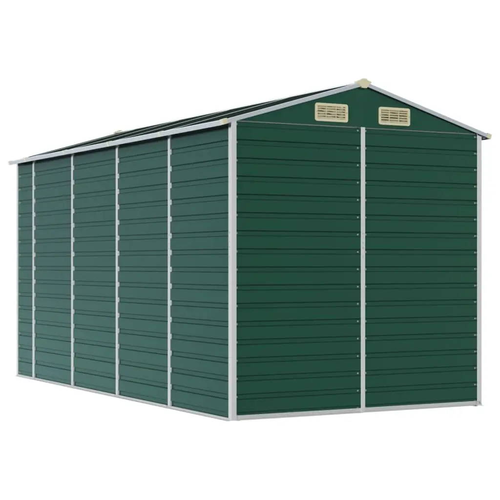 Garden Shed Green Outdoor Storage Galvanised Steel Tool House 191x385x198cm