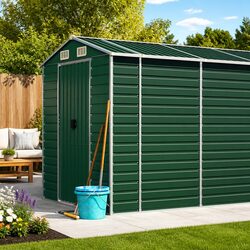 Garden Shed Specifications: 191x555x198 cm, Green