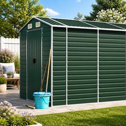 Garden Shed Dimensions 191x640x198 cm in Green Steel