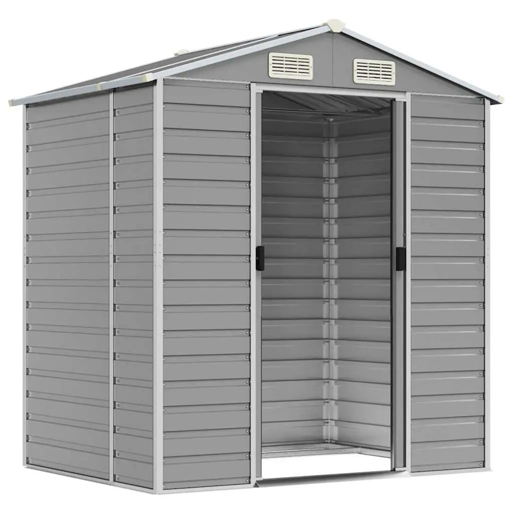 Garden Shed Outdoor Storage Galvanised Steel Grey 191x130x198cm