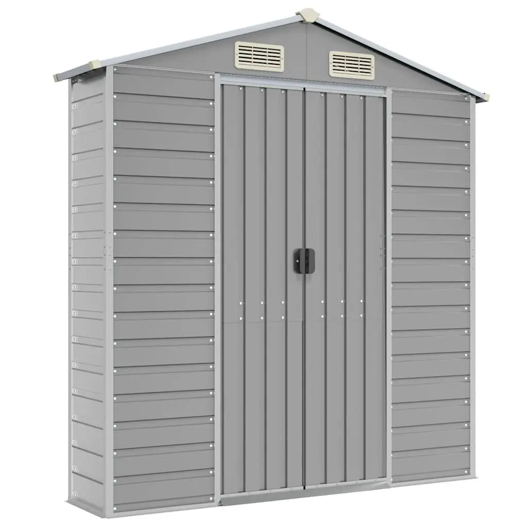 Garden Shed Outdoor Storage Galvanised Steel Grey 191x130x198cm