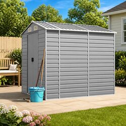 Garden Shed Specifications: Grey Galvanised Steel 191x215x198cm