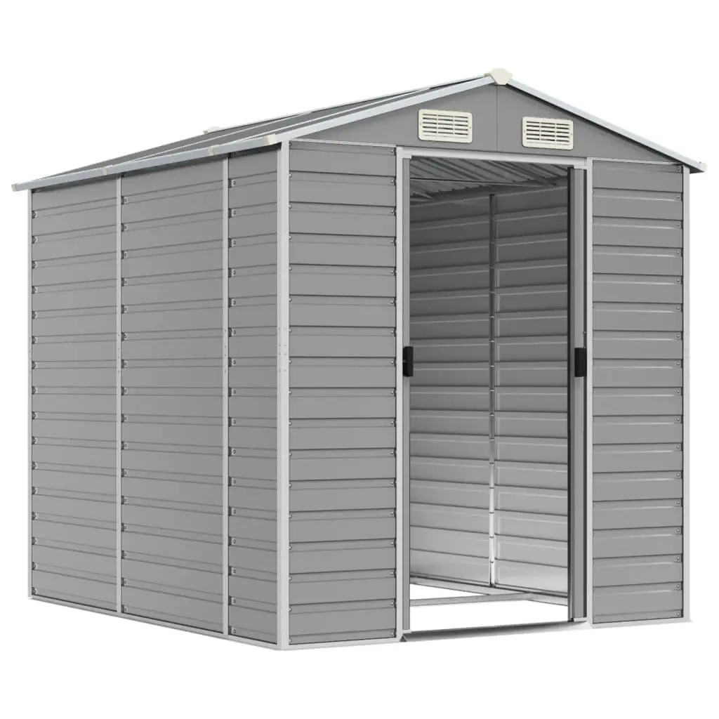 Galvanised Steel Garden Shed Outdoor Storage Tool House Grey 191x215x198cm