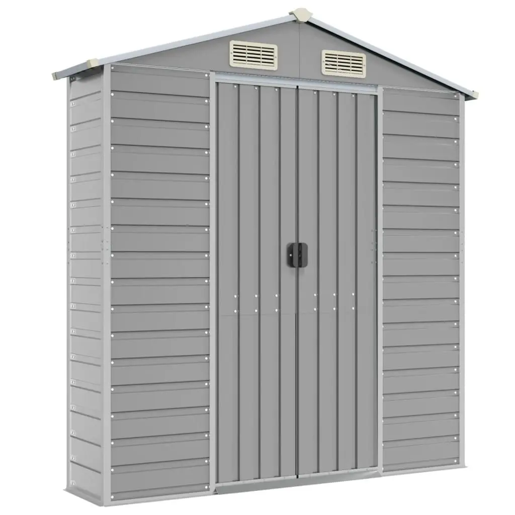 Galvanised Steel Garden Shed Outdoor Storage Tool House Grey 191x215x198cm