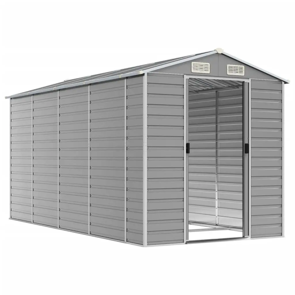 Garden Shed Outdoor Galvanised Steel Grey 191x385x198cm