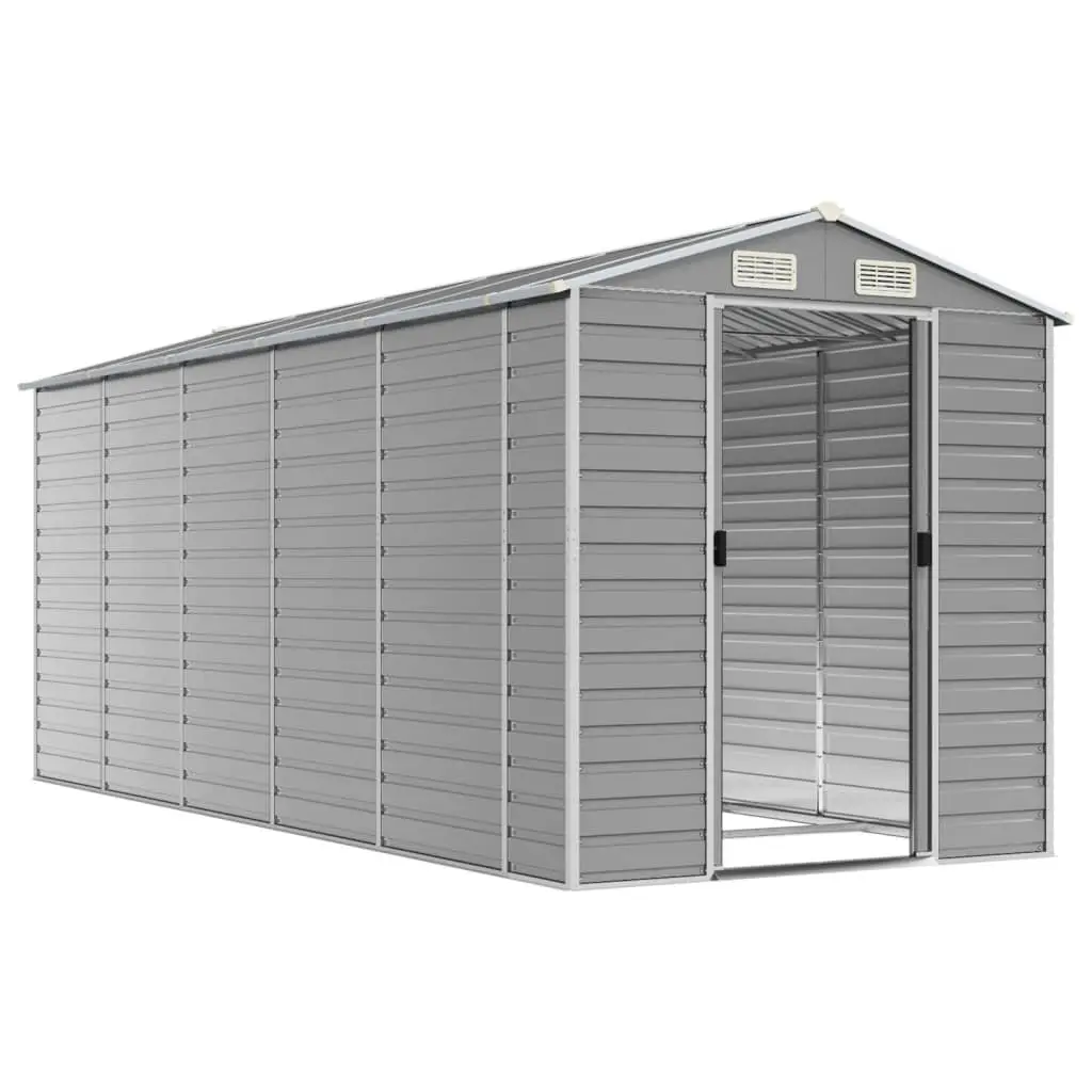 Garden Shed Grey Metal Outdoor Storage Tool House Galvanised Steel 191x470x198cm