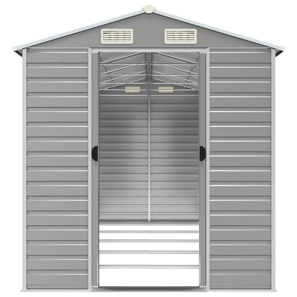 Garden Shed Grey Metal Outdoor Storage Tool House Galvanised Steel 191x470x198cm