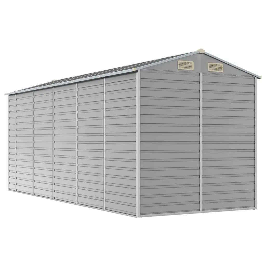 Garden Shed Grey Metal Outdoor Storage Tool House Galvanised Steel 191x470x198cm