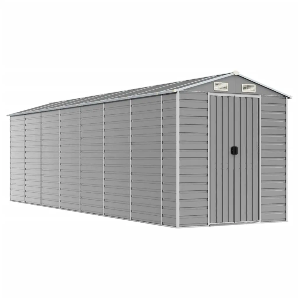 Galvanised Steel Garden Shed Grey Tool Storage 191 x 640 x 198 cm Outdoor Use