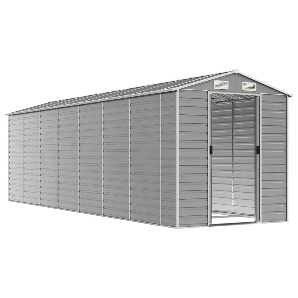 Galvanised Steel Garden Shed Grey Tool Storage 191 x 640 x 198 cm Outdoor Use