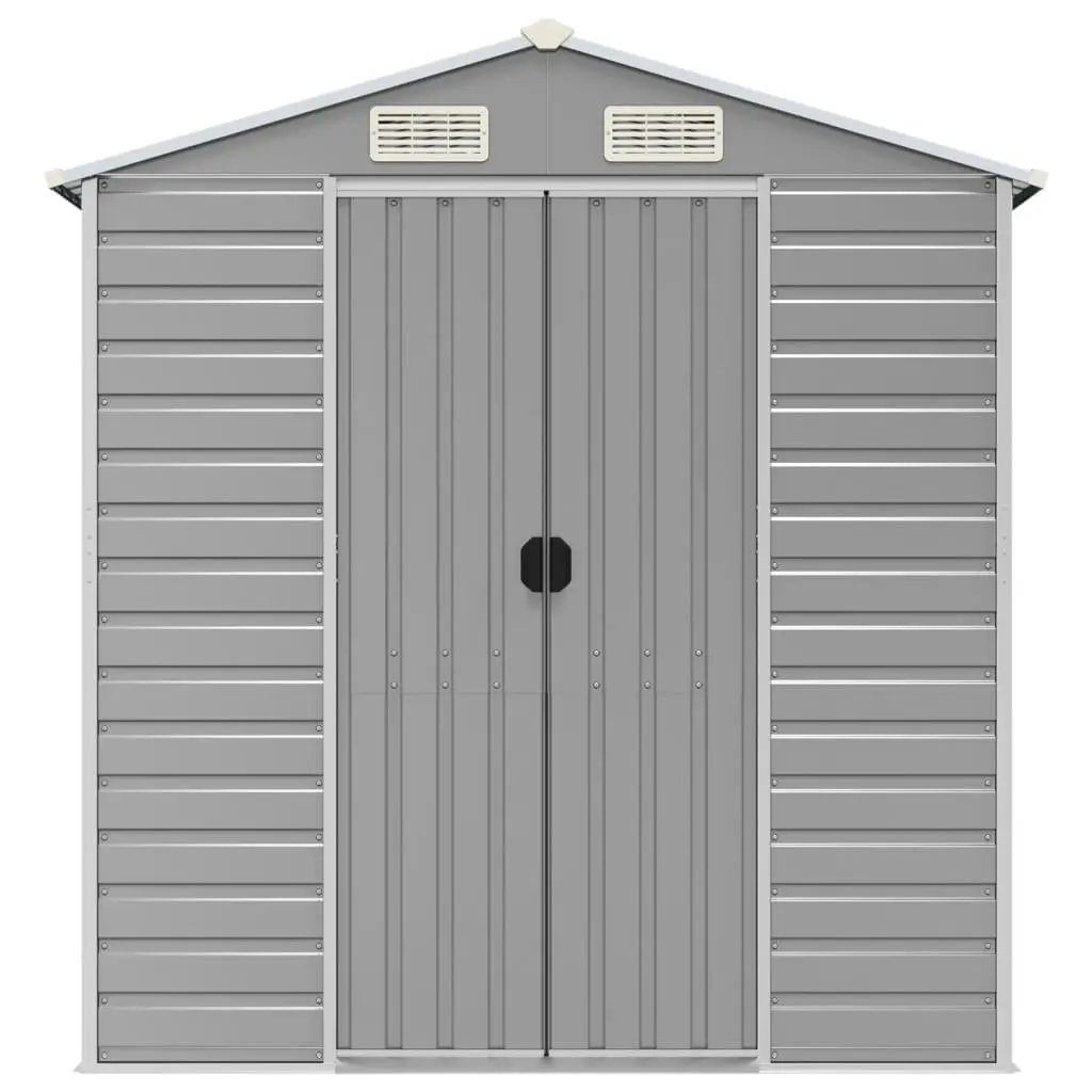 Galvanised Steel Garden Shed Grey Tool Storage 191 x 640 x 198 cm Outdoor Use