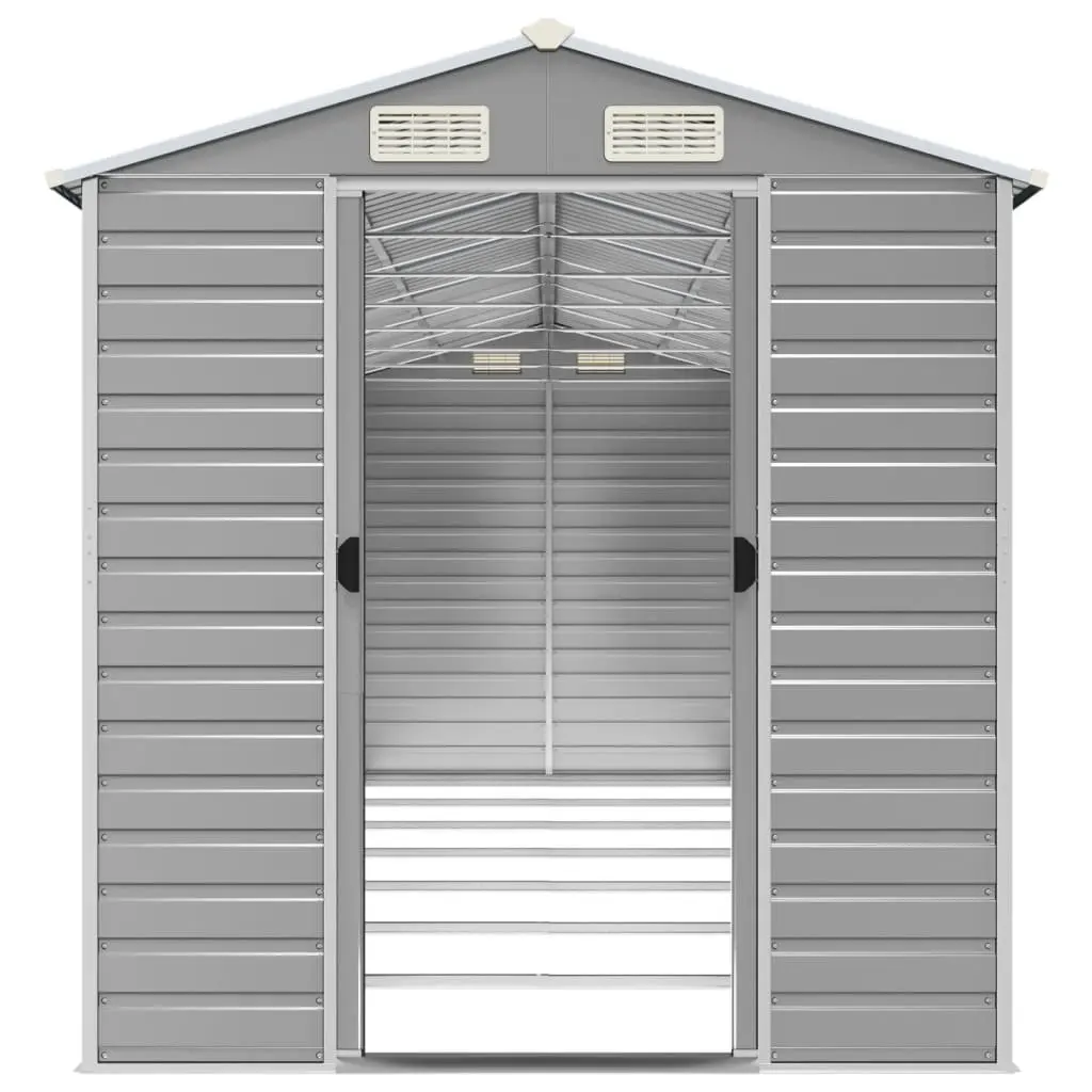 Galvanised Steel Garden Shed Grey Tool Storage 191 x 640 x 198 cm Outdoor Use