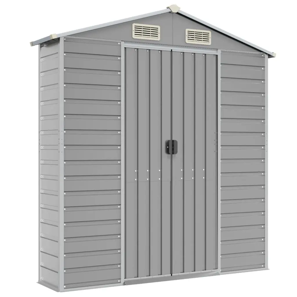 Galvanised Steel Garden Shed Grey Tool Storage 191 x 640 x 198 cm Outdoor Use