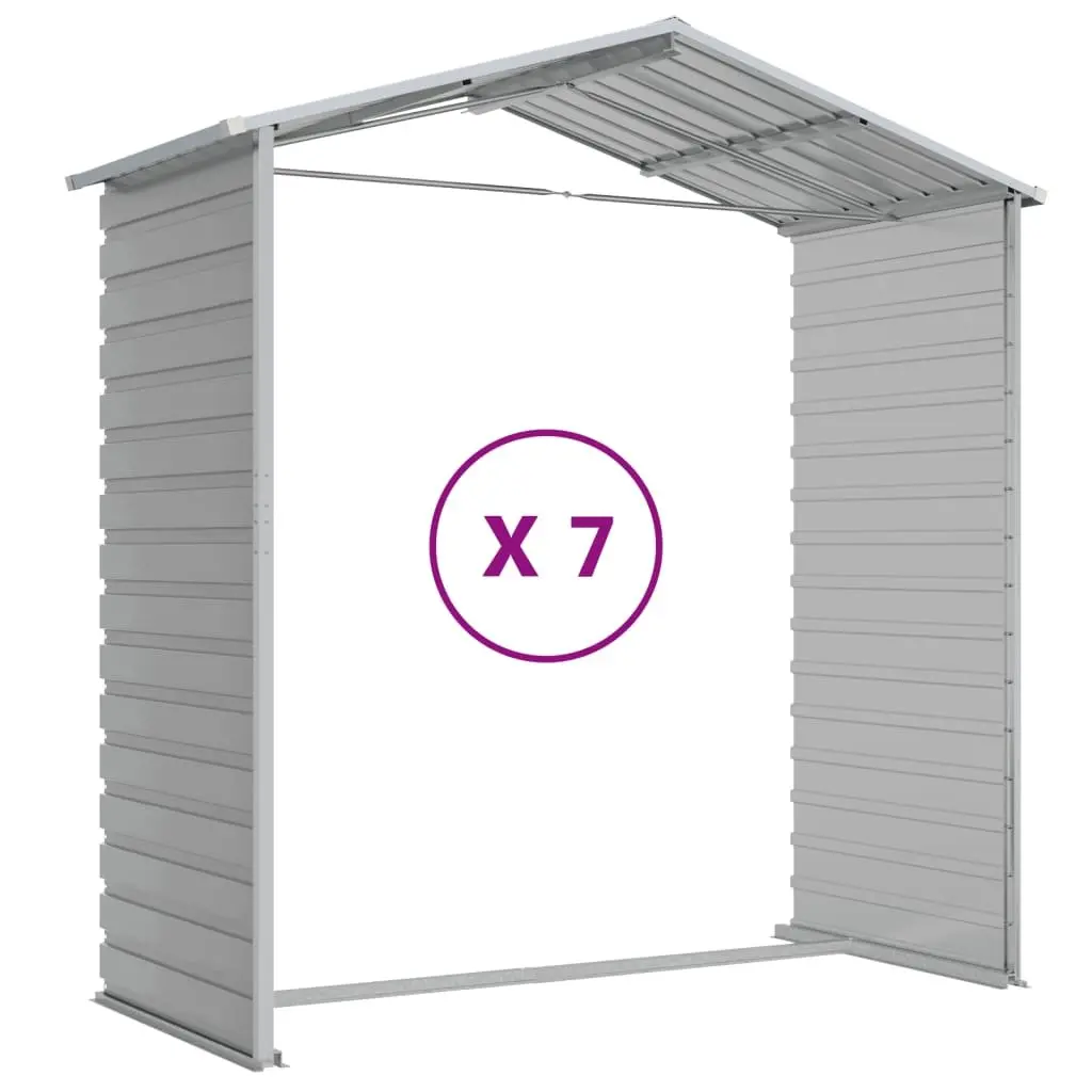 Galvanised Steel Garden Shed Grey Tool Storage 191 x 640 x 198 cm Outdoor Use
