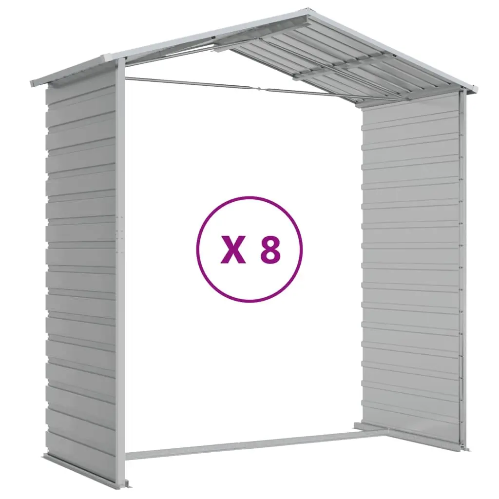 Garden Shed Grey Metal Outdoor Storage Tool House 191x725x198 cm