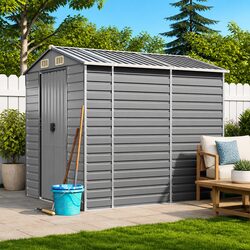 Light Grey Garden Shed Dimensions: 191x980x198cm - Galvanised Steel
