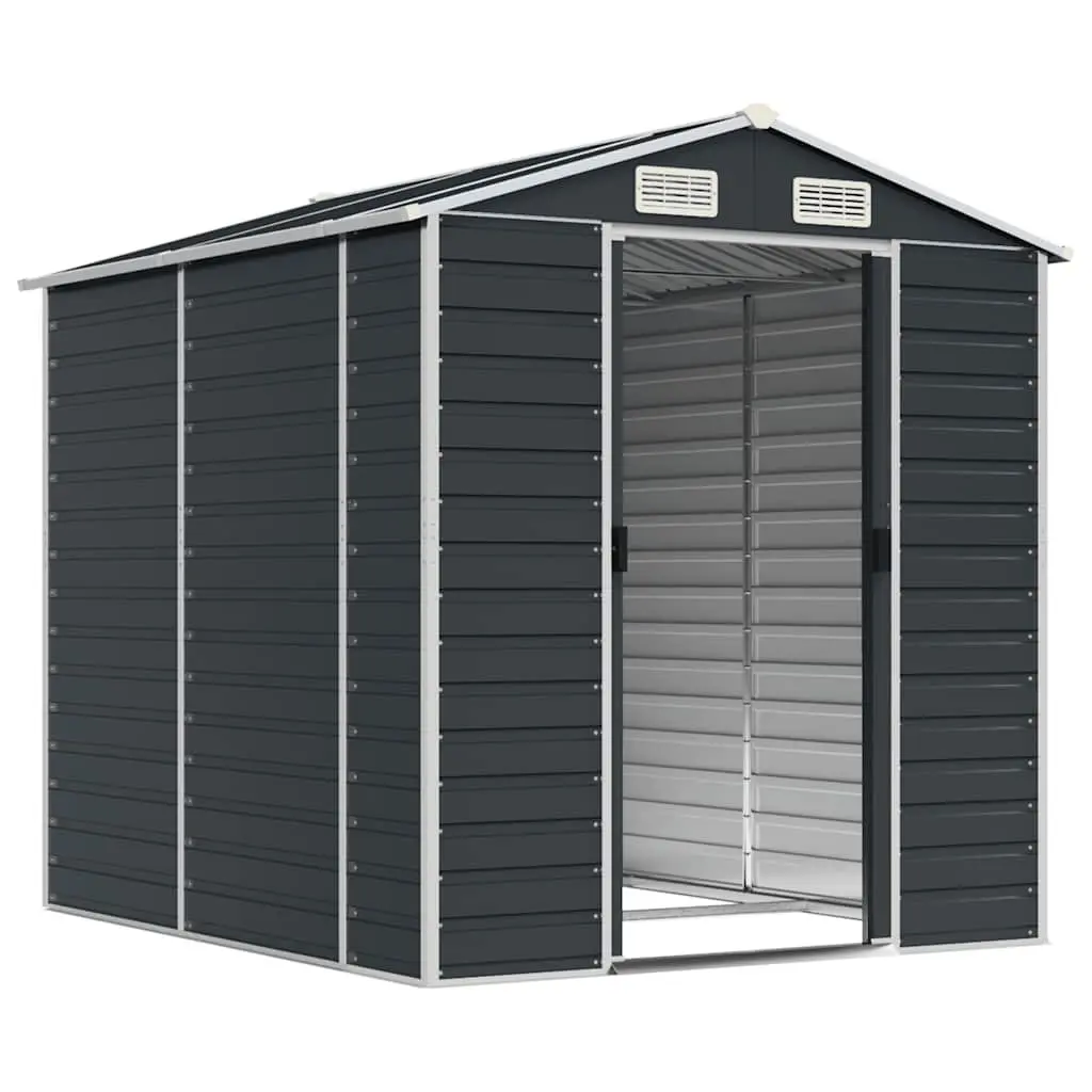 Garden Shed Anthracite Outdoor Storage Tool House 191 x 215 x 198 cm Galvanised Steel Metal