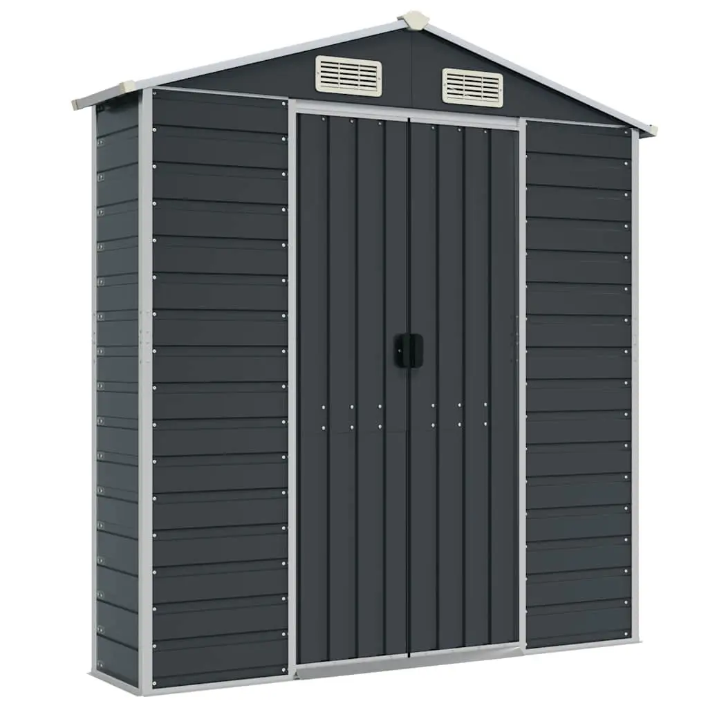 Garden Shed Anthracite Outdoor Storage Tool House 191 x 215 x 198 cm Galvanised Steel Metal