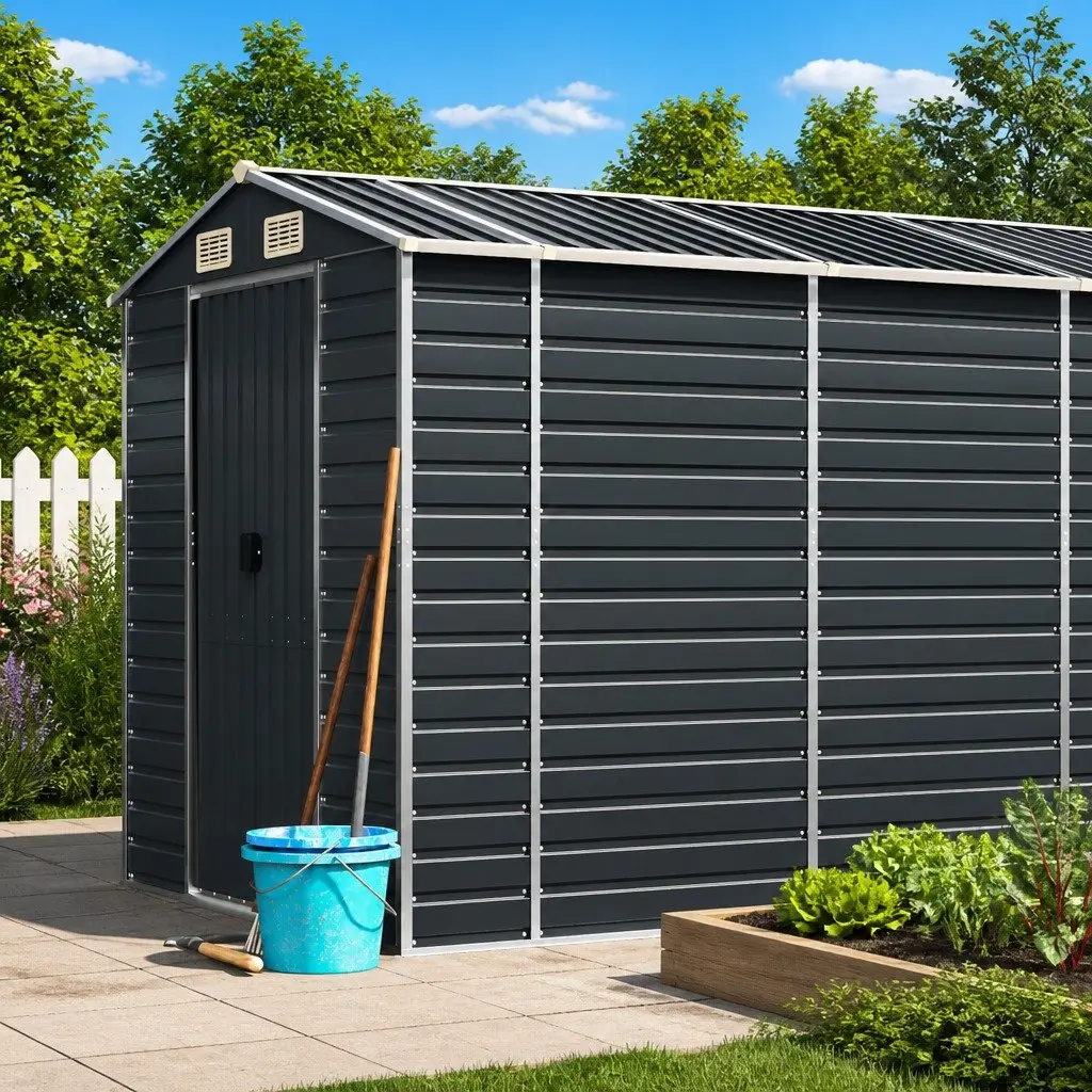 Garden Shed Outdoor Storage 191x810x198 cm Galvanised Steel