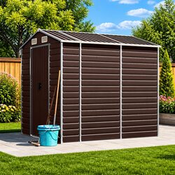 Garden Shed Dimensions: 191 x 215 x 198 cm, Brown Steel