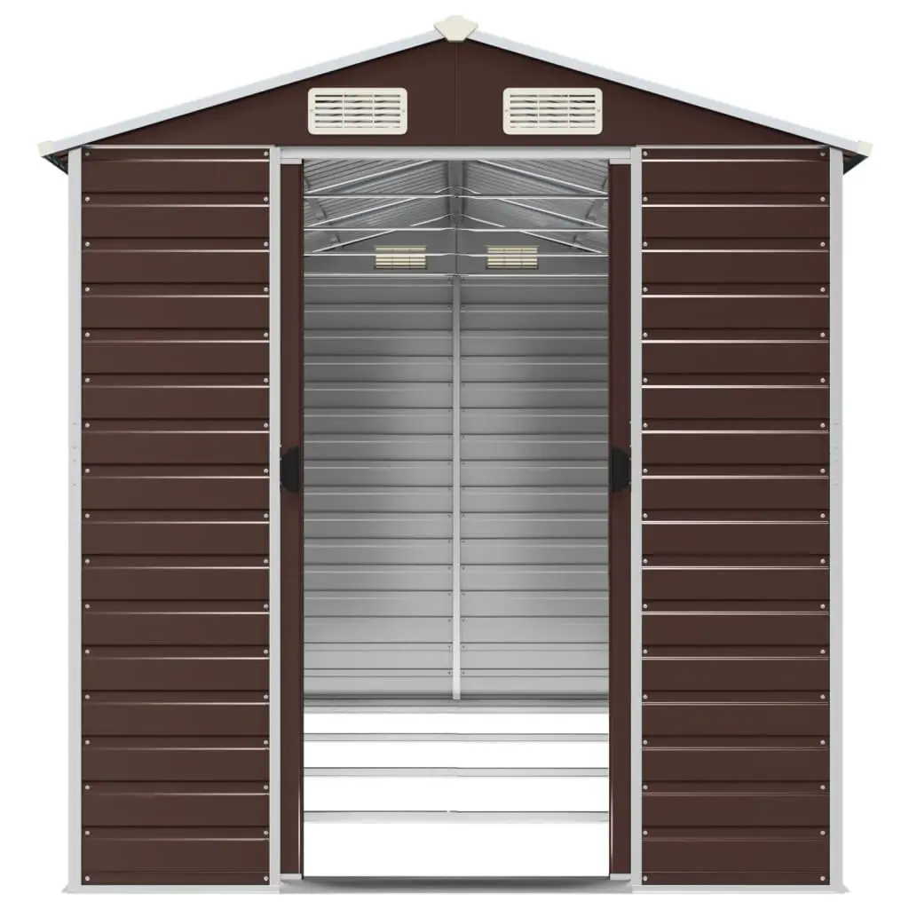 Garden Shed Outdoor Storage 191x385x198 cm Galvanised Steel Brown