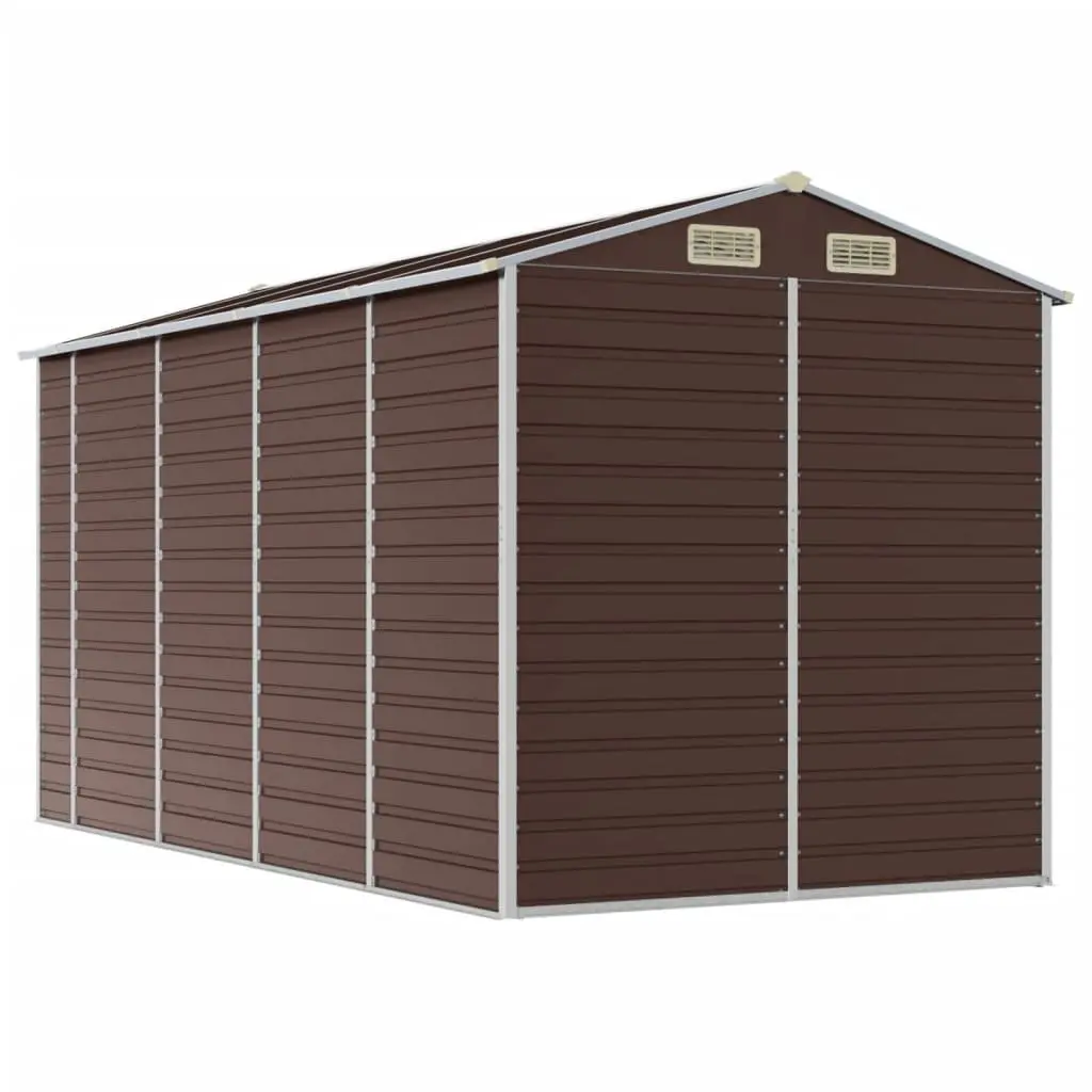 Garden Shed Outdoor Storage 191x385x198 cm Galvanised Steel Brown