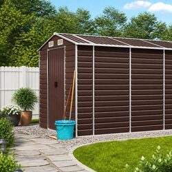 Garden Shed Specifications: Brown Galvanised Steel 191x470x198cm