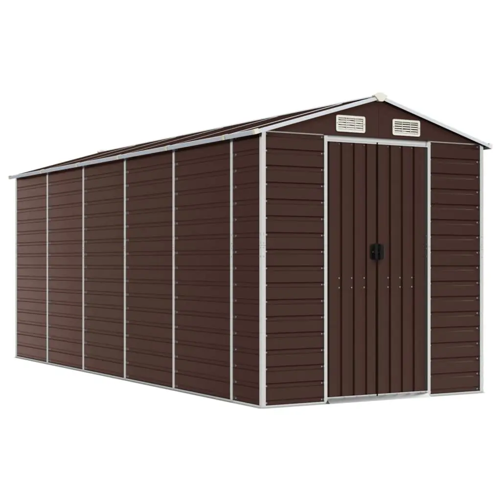 Garden Shed Outdoor Storage Tool House Brown 191x470x198cm Galvanised Steel