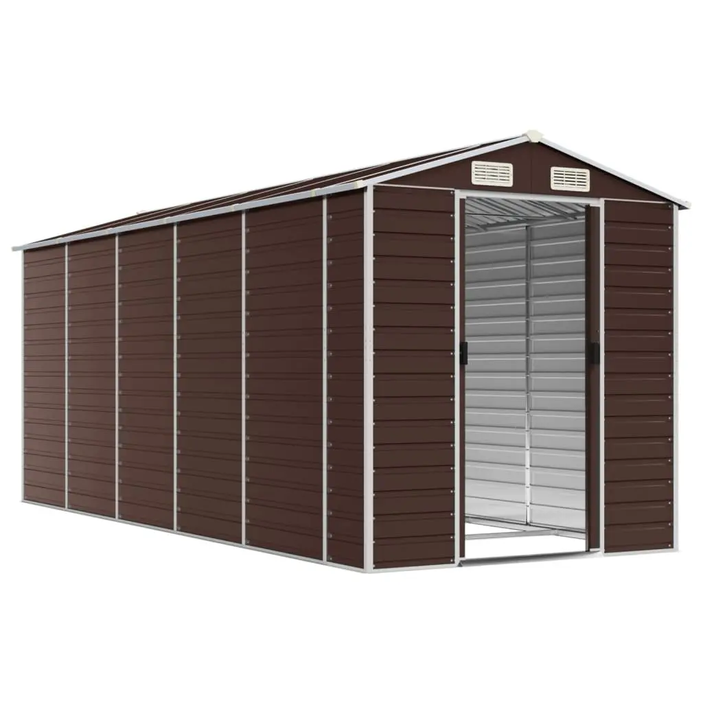 Garden Shed Outdoor Storage Tool House Brown 191x470x198cm Galvanised Steel