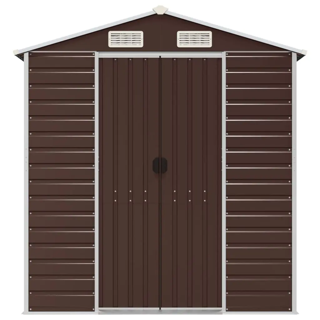 Garden Shed Outdoor Storage Tool House Brown 191x470x198cm Galvanised Steel